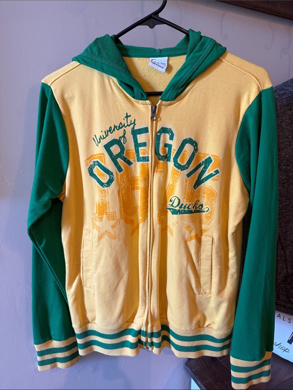 Oregon Ducks Kids Zip-Up Hoodie in Yellow & Green
